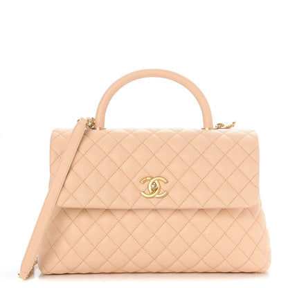 Chanel Caviar Quilted Medium Coco Handle Flap Light Beige 1 of 9