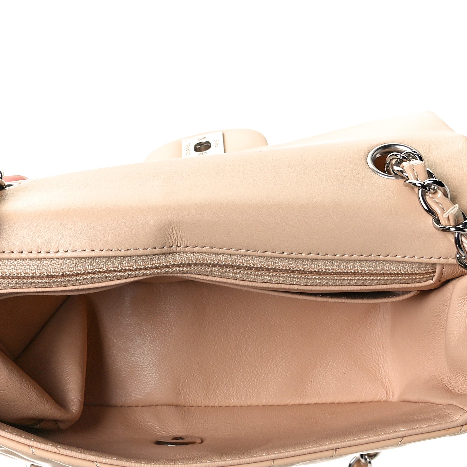 Chanel Patent Chevron Quilted Mini Rectangular Flap Beige 7 of 9