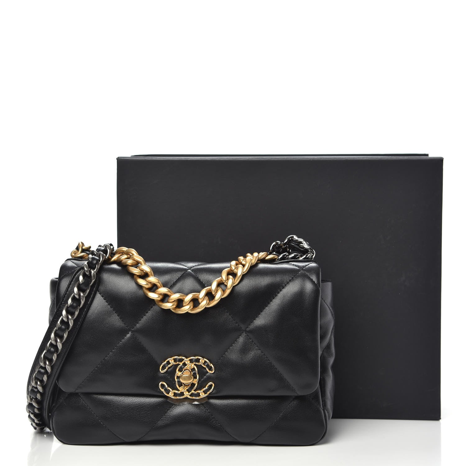 Chanel Lambskin Quilted Medium 19 Flap Black 11 of 11
