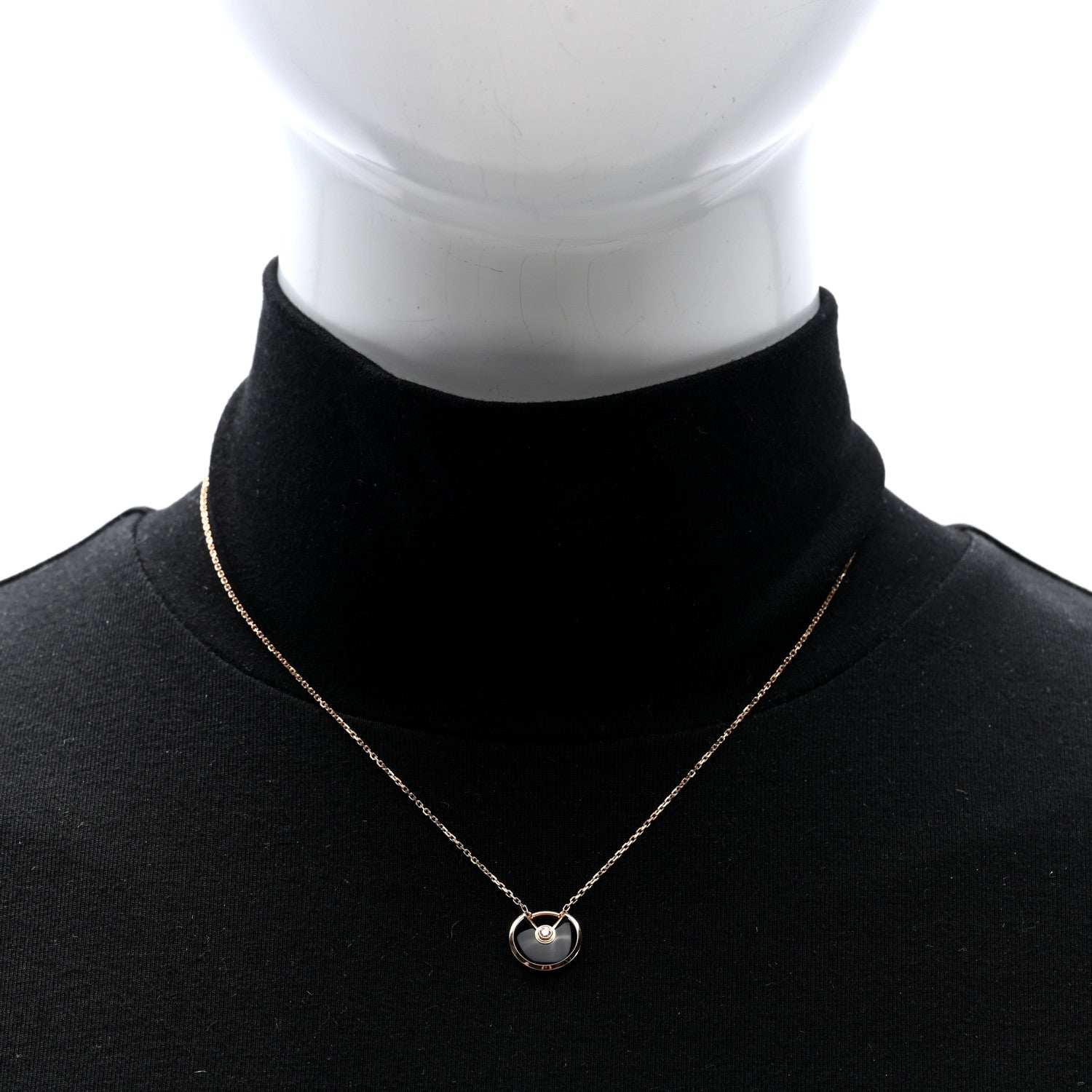 Cartier 18K Pink Gold Diamond Black Onyx XS Amulette de Cartier Pendant Necklace 2 of 4