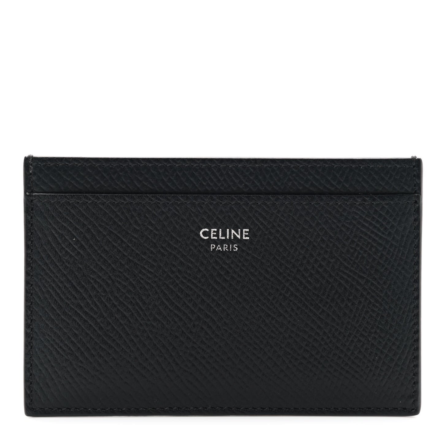 Grained Calfskin Card Holder Black