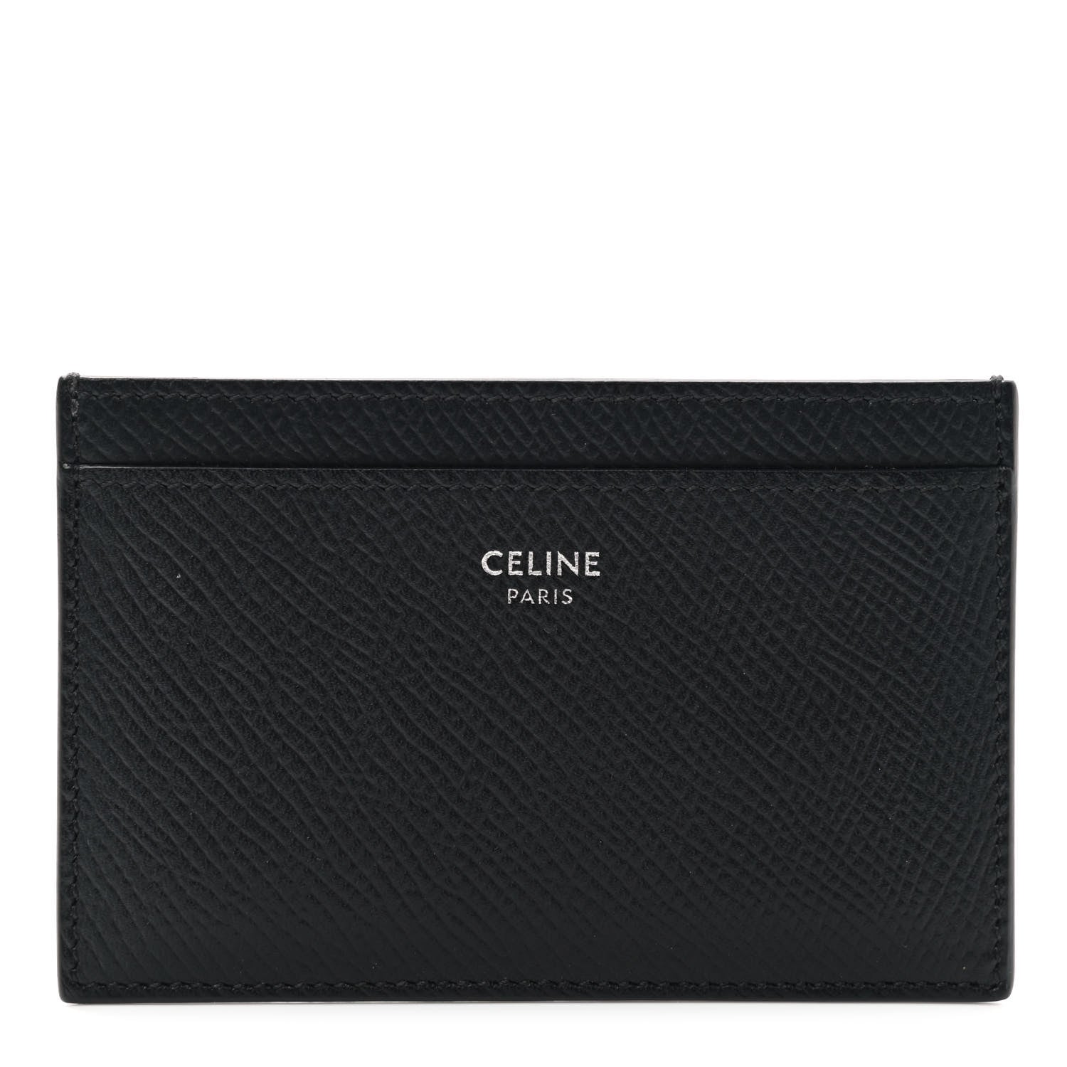 Celine Grained Calfskin Card Holder Black 1 of 7