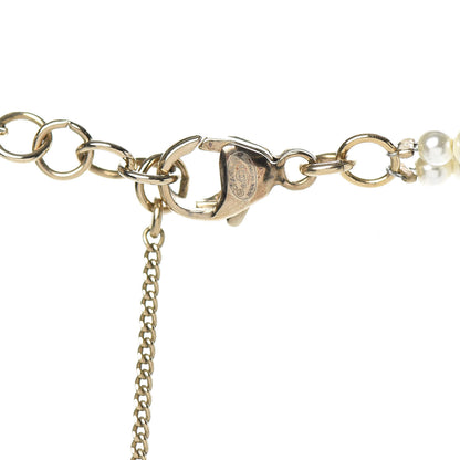 Chanel Crystal Pearl CC Bow Long Necklace Gold 4 of 5