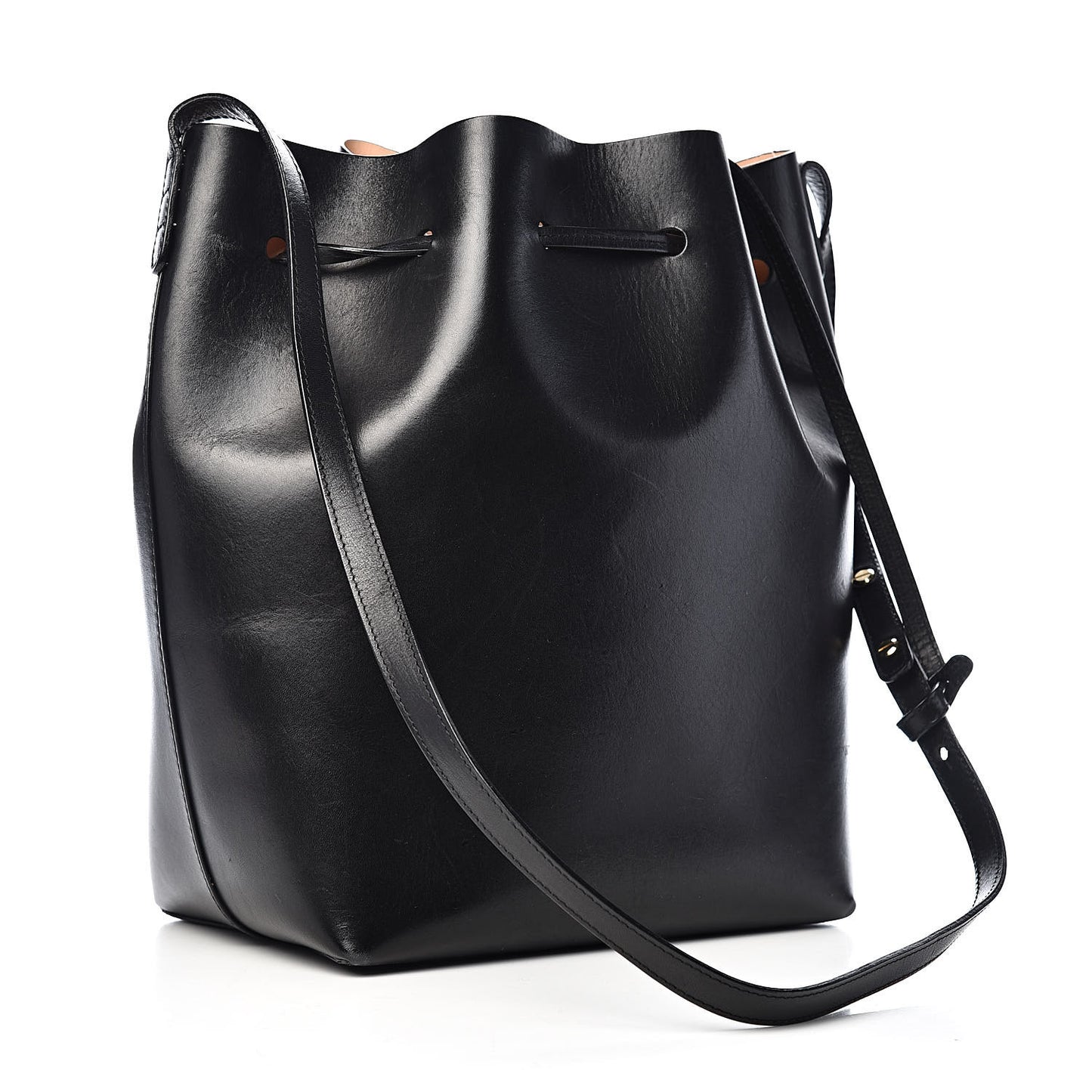 Vegetable Tanned Calfskin Bucket Bag Black Ballerina