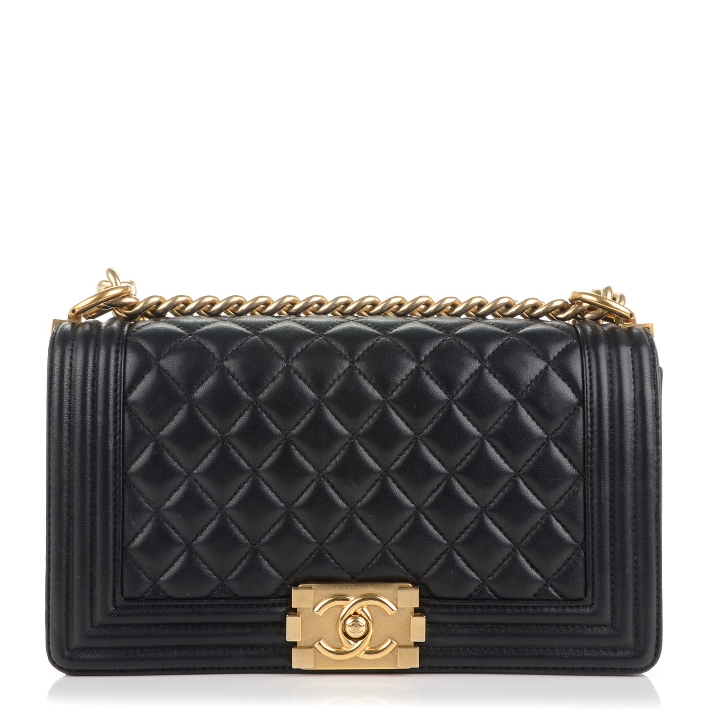 Lambskin Quilted Medium Boy Flap Black