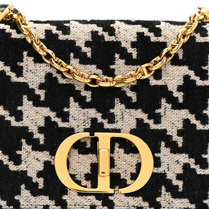 Christian Dior Technical Canvas Macro Houndstooth Medium Caro Bag Black White 6 of 9