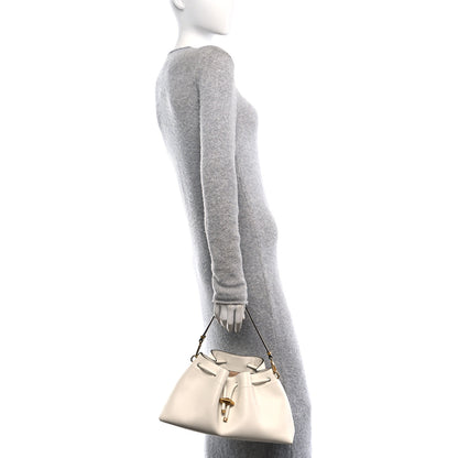 Jimmy Choo Smooth Shiny Calfskin Cinch M Bucket Bag White 2 of 12