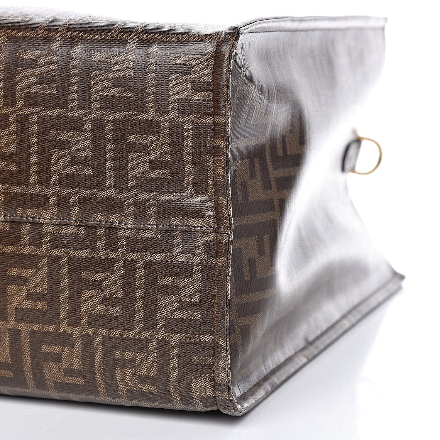 Fendi X FILA Glazed Fabric FF 1974 Mania Shopping Tote Bag Mogano Panna White 9 of 10
