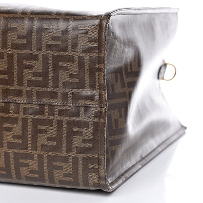 Fendi X FILA Glazed Fabric FF 1974 Mania Shopping Tote Bag Mogano Panna White 9 of 10