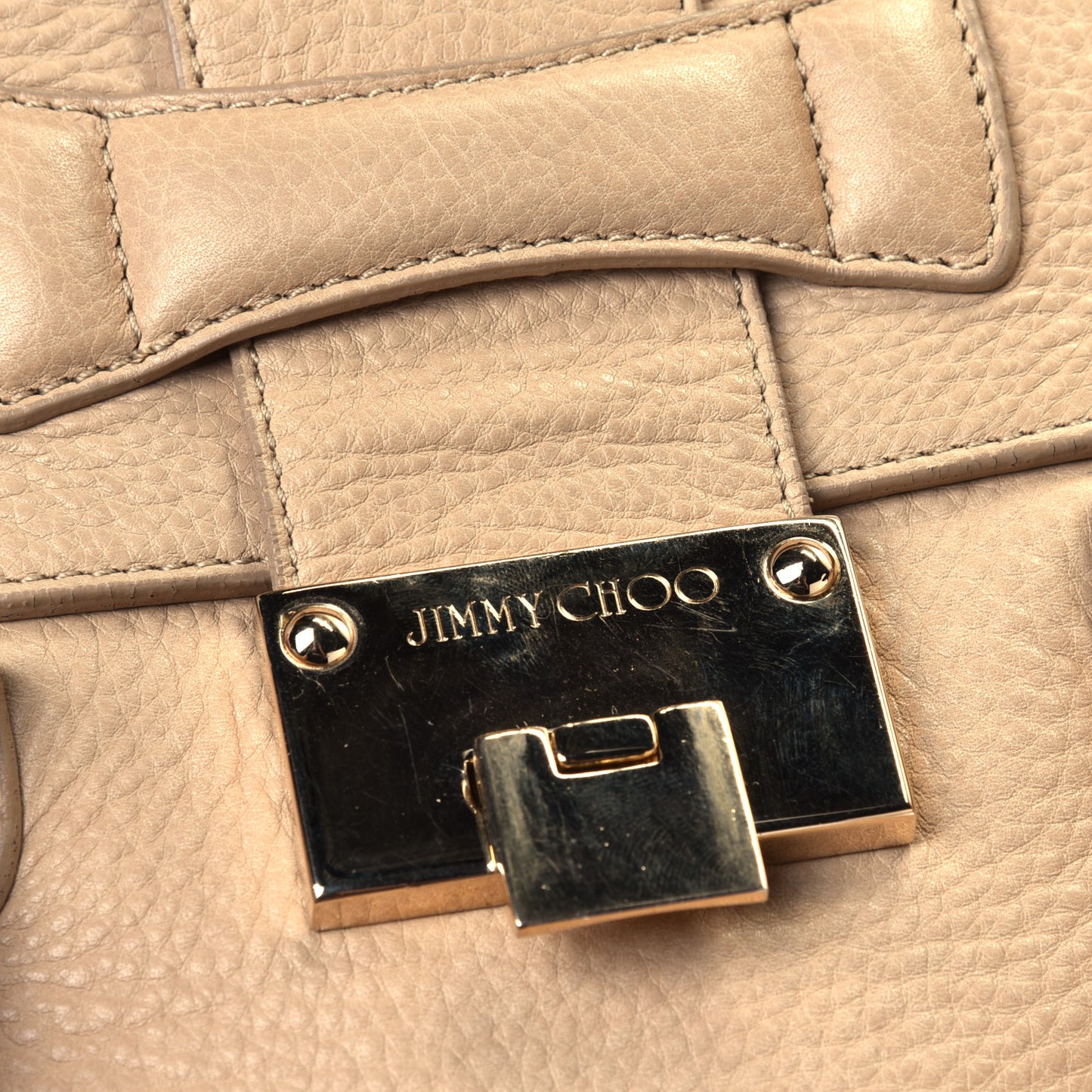 Grainy Calfskin Large Rosalie Satchel Nude