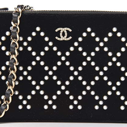 Chanel Velvet Pearl Small Clutch With Chain Black 13 of 13