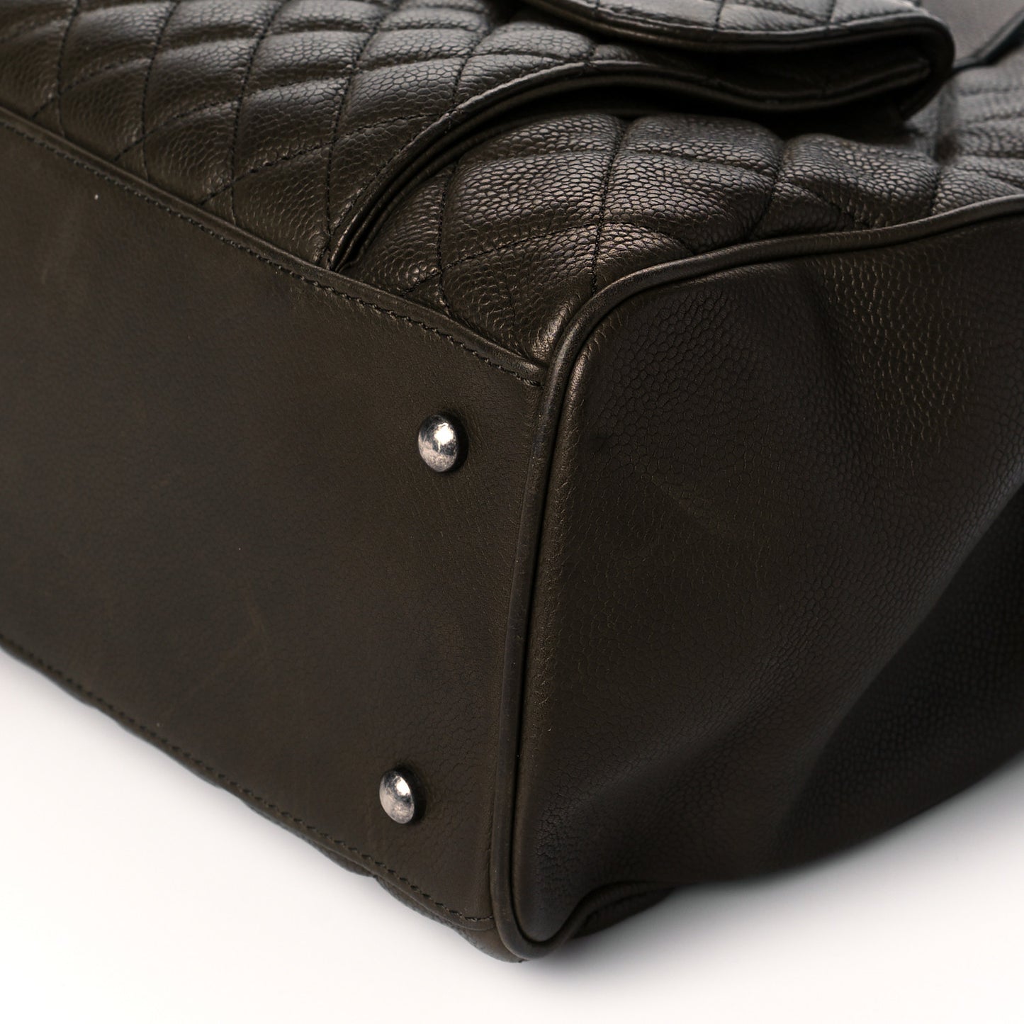 Caviar Quilted Large Casual Pocket Tote Khaki