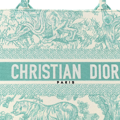 Christian Dior Canvas Embroidered Medium Dioriviera Toile De Jouy Book Tote Aquamarina 8 of 11
