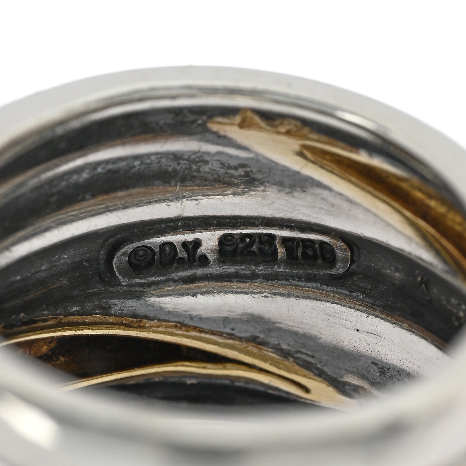 David Yurman Sterling Silver 18K Yellow Gold Crossover Wide Ring 52 6 4 of 4