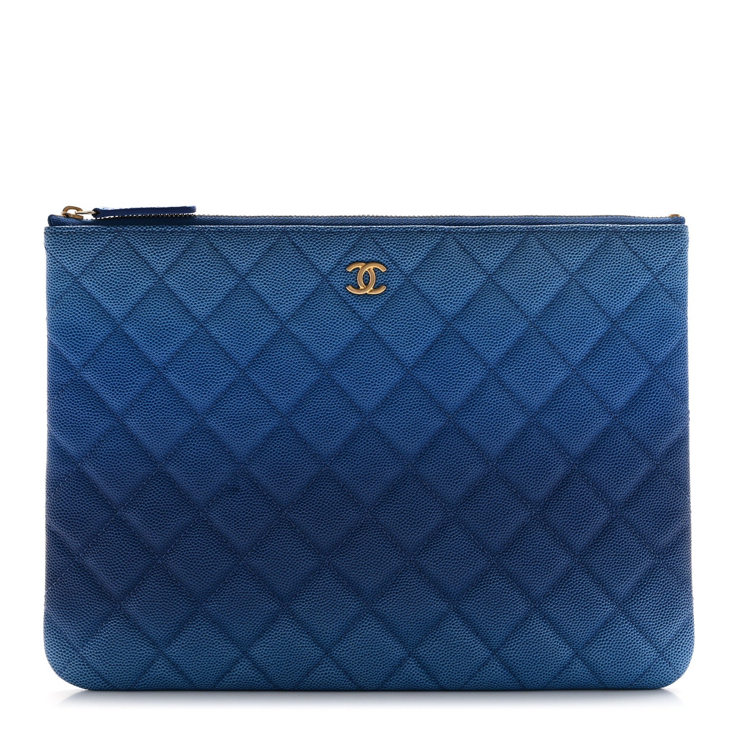 Chanel Caviar Ombre Medium Cosmetic Case Blue 1 of 8
