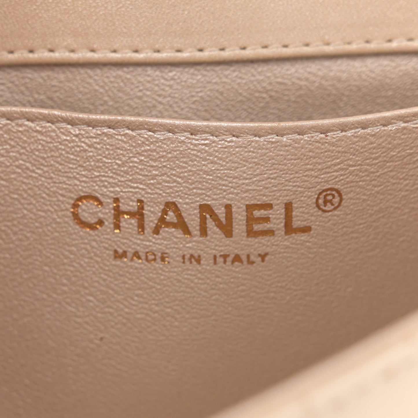 Metallic Lambskin Quilted Extra Mini V For Victory Flap Light Gold