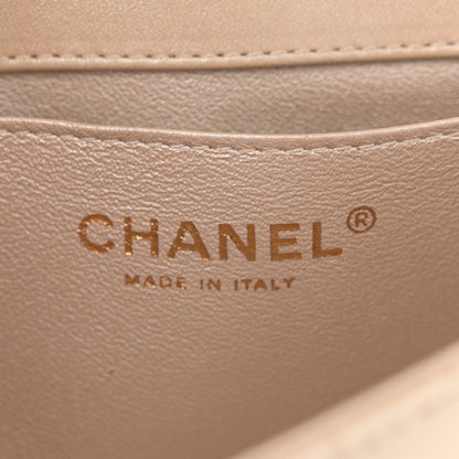 Chanel Metallic Lambskin Quilted Extra Mini V For Victory Flap Light Gold 6 of 12