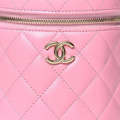 Chanel Lambskin Quilted Ruched Handle Vanity Case Pink 9 of 14