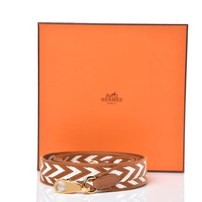 Hermes Toile Swift 25mm Sangle ZigZag Shoulder Strap Gold White 5 of 5