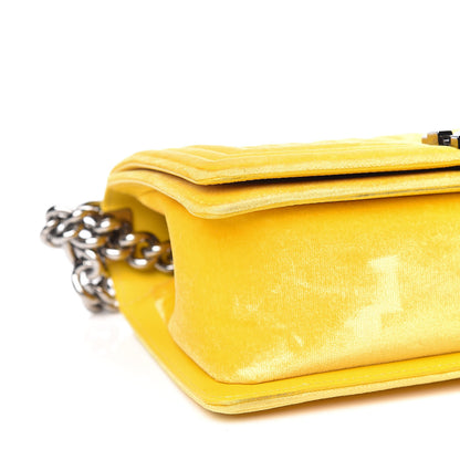 Chanel Velvet Quilted Medium Boy Flap Yellow 9 of 19