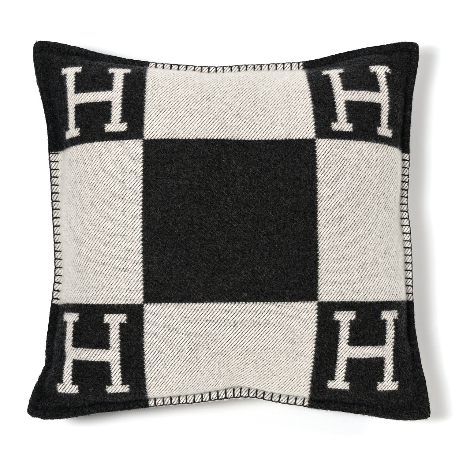 Hermes Wool Cashmere Avalon Pillow PM Ecru Gris Fonce 1 of 3