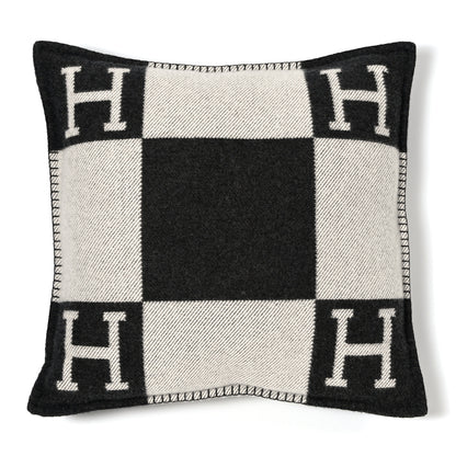 Hermes Wool Cashmere Avalon Pillow PM Ecru Gris Fonce 1 of 3