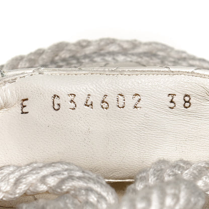 Chanel Cord Lambskin Quilted Logo Sandals 38 White 9 of 10