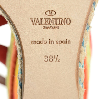 Valentino Garavani Nubuck Canvas 1973 Espadrille Wedge Sandals 38.5 Red 6 of 8
