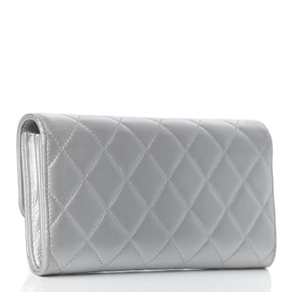 Chanel Metallic Lambskin Quilted Long Flap Wallet Silver 3 of 20
