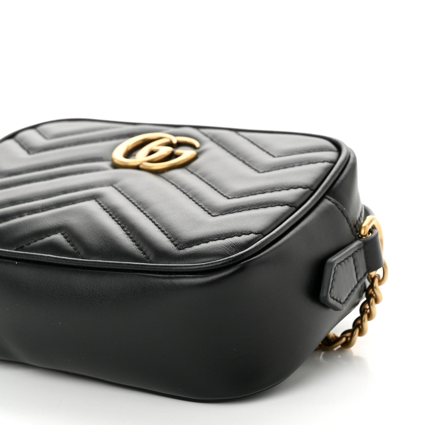 Calfskin Matelasse Mini GG Marmont Chain Shoulder Bag Black