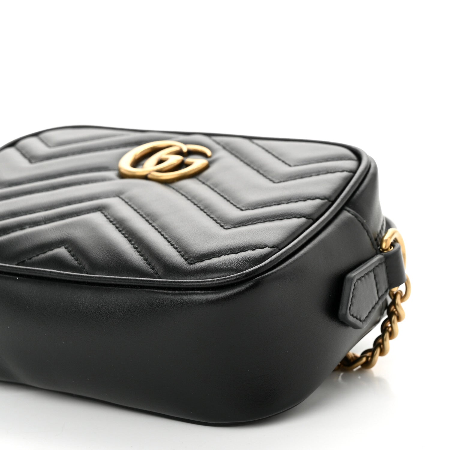 Gucci Calfskin Matelasse Mini GG Marmont Chain Shoulder Bag Black 10 of 10