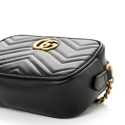 Gucci Calfskin Matelasse Mini GG Marmont Chain Shoulder Bag Black 10 of 10