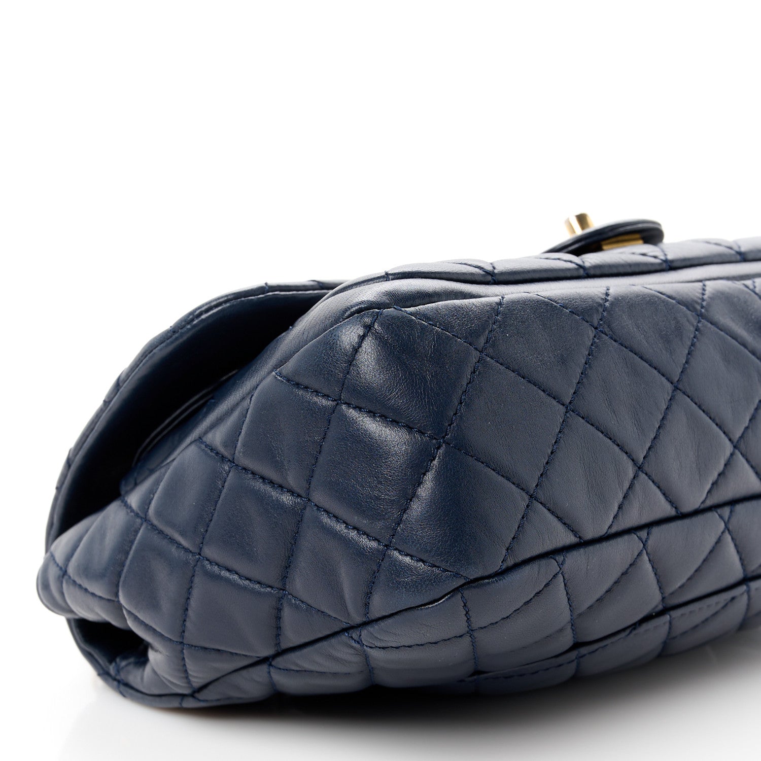Chanel Lambskin Quilted Large Now and Forever Flap Navy 10 of 11