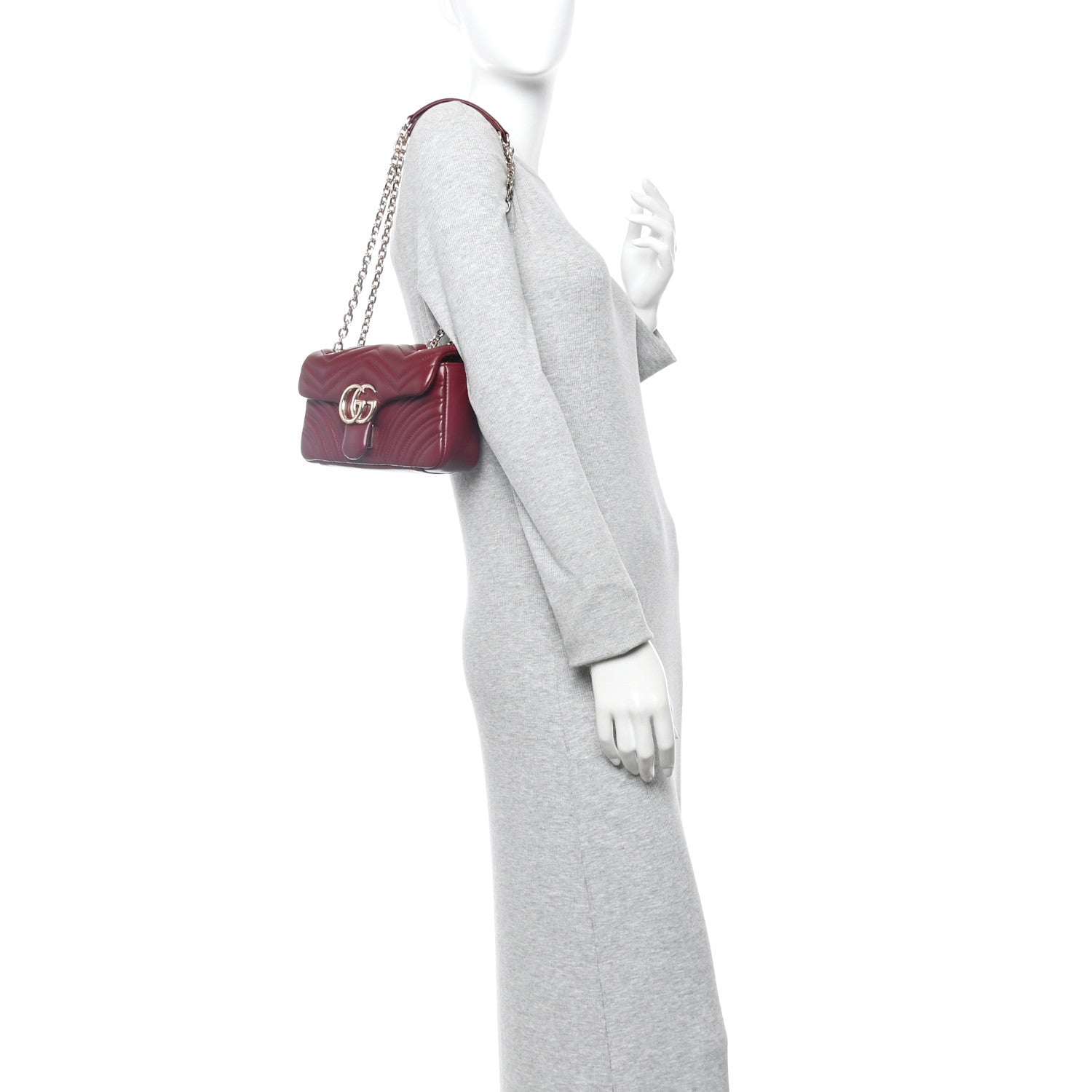 Gucci Lambskin Matelasse Small GG Marmont Shoulder Bag Rosso Ancora 2 of 12