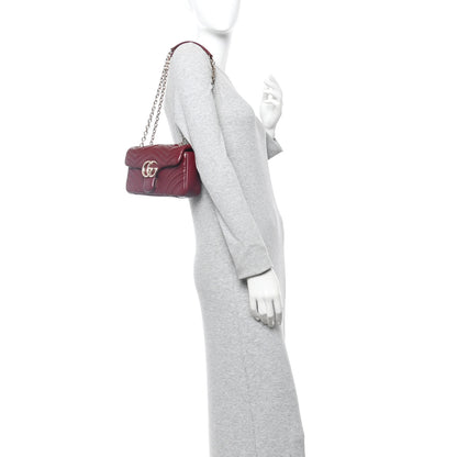 Gucci Lambskin Matelasse Small GG Marmont Shoulder Bag Rosso Ancora 2 of 12