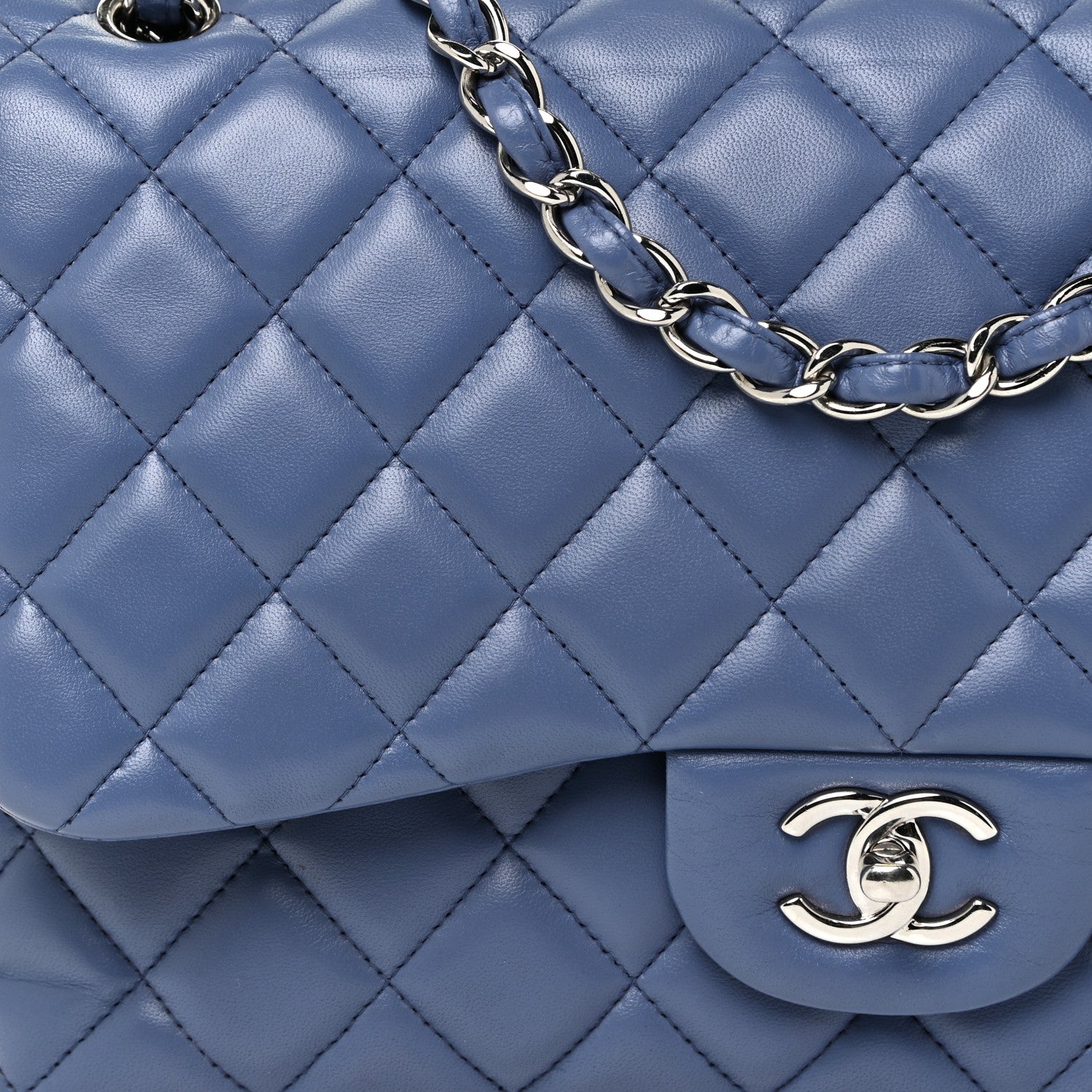 Chanel Lambskin Quilted Jumbo Double Flap Light Purple 17 of 17