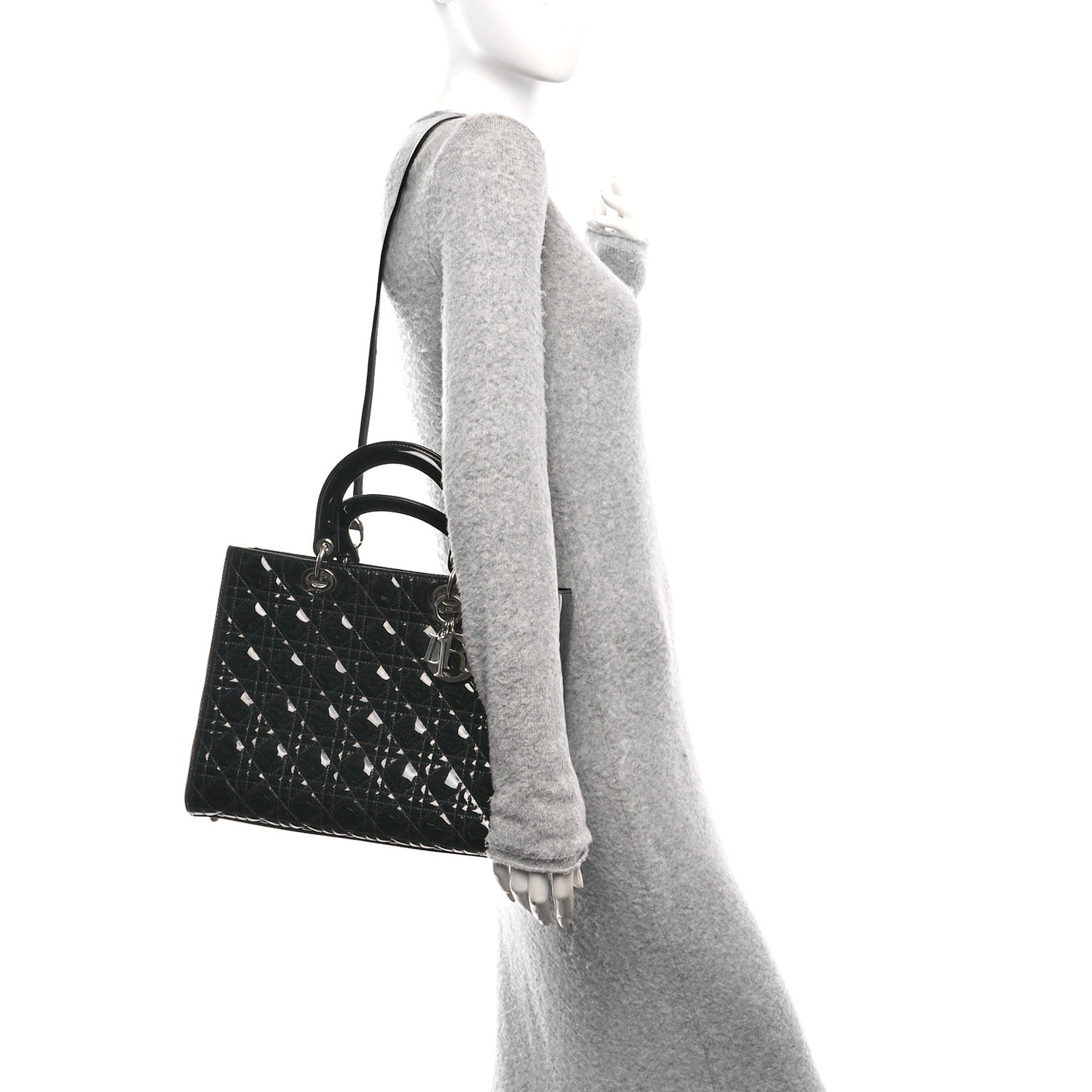 Patent Cannage Large Lady Dior Black
