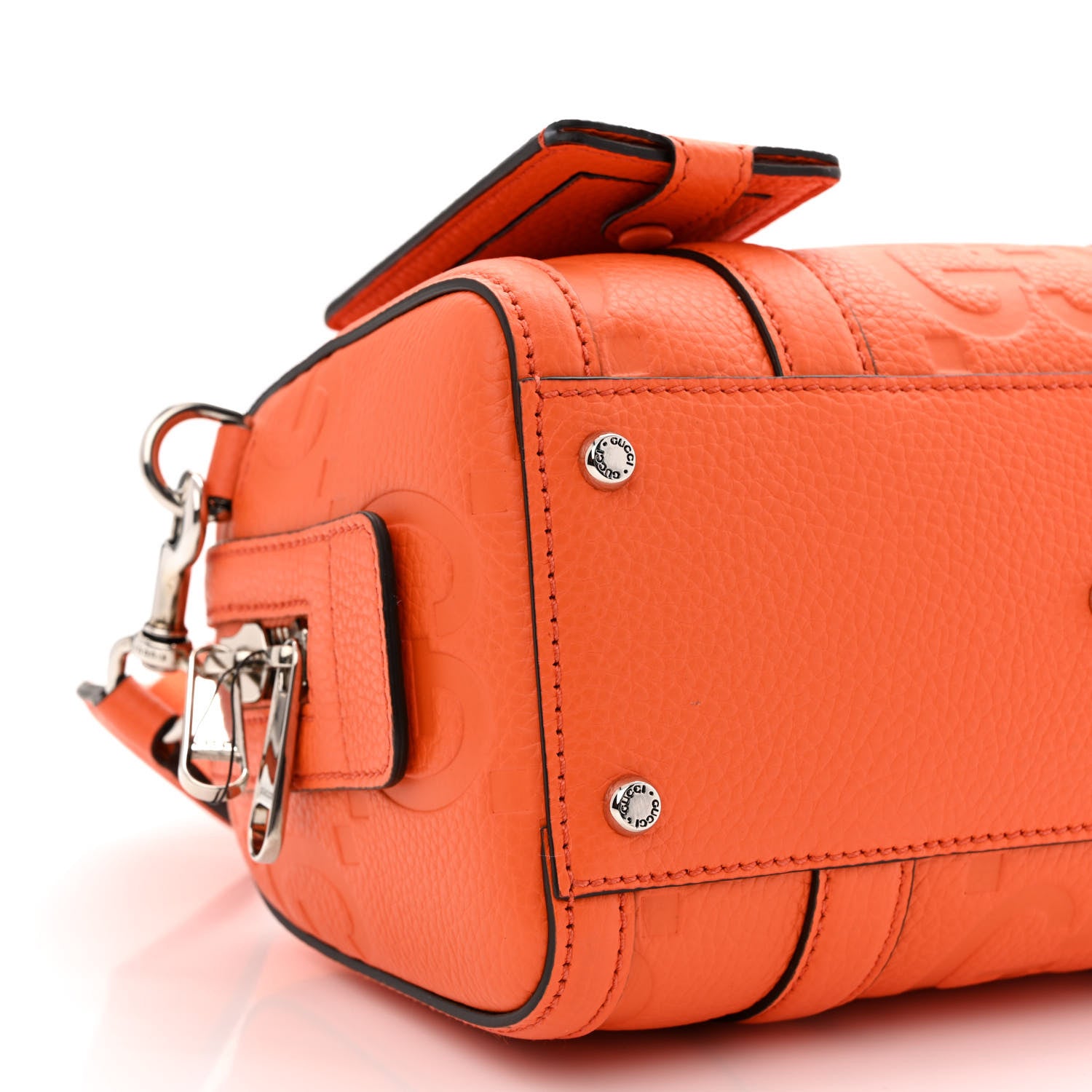 Gucci Piuma Calfskin Jumbo GG Embossed Mini Duffle Bag Good Orange 9 of 10