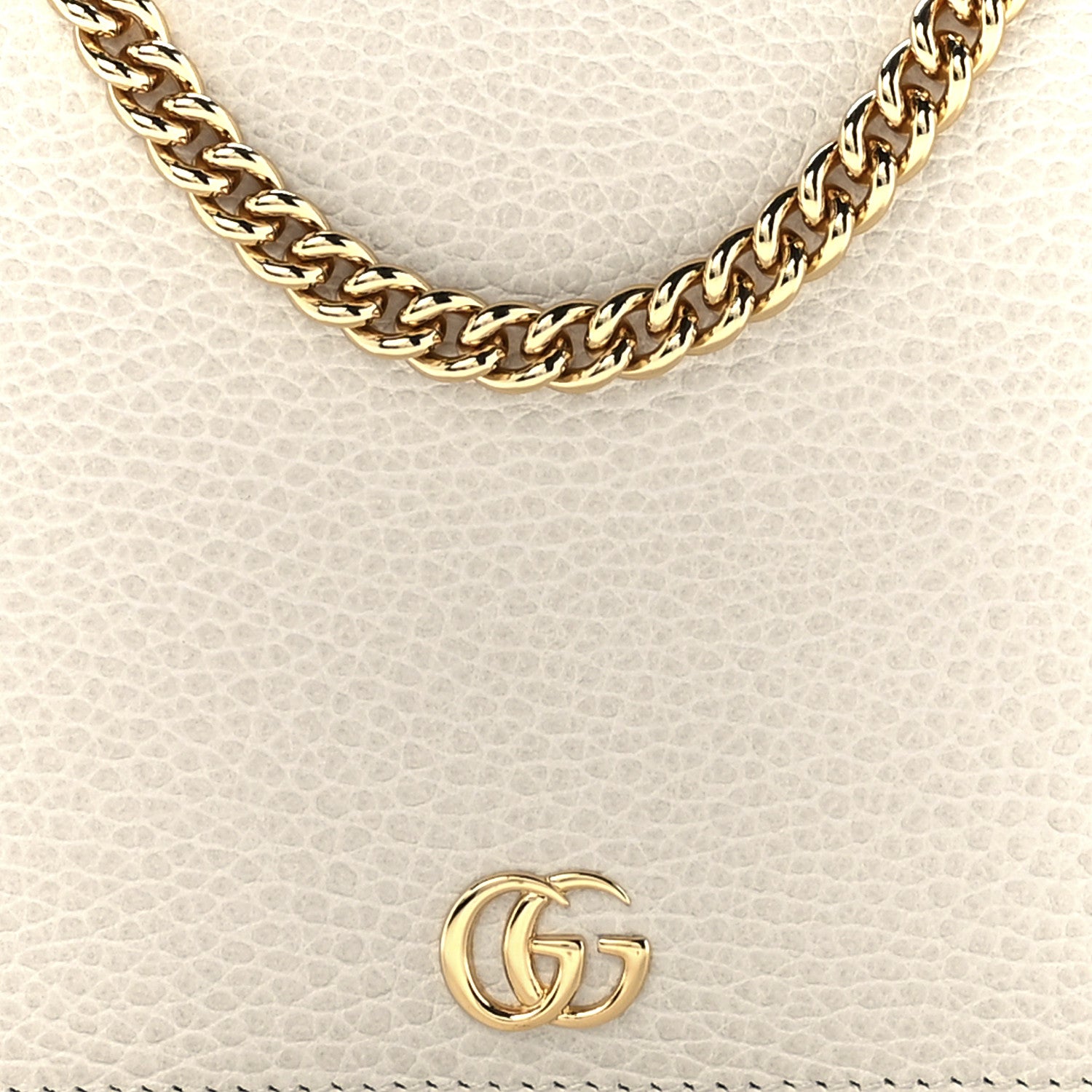 Gucci Dollar Calfskin Mini GG Marmont Chain Wallet Mystic White 8 of 12