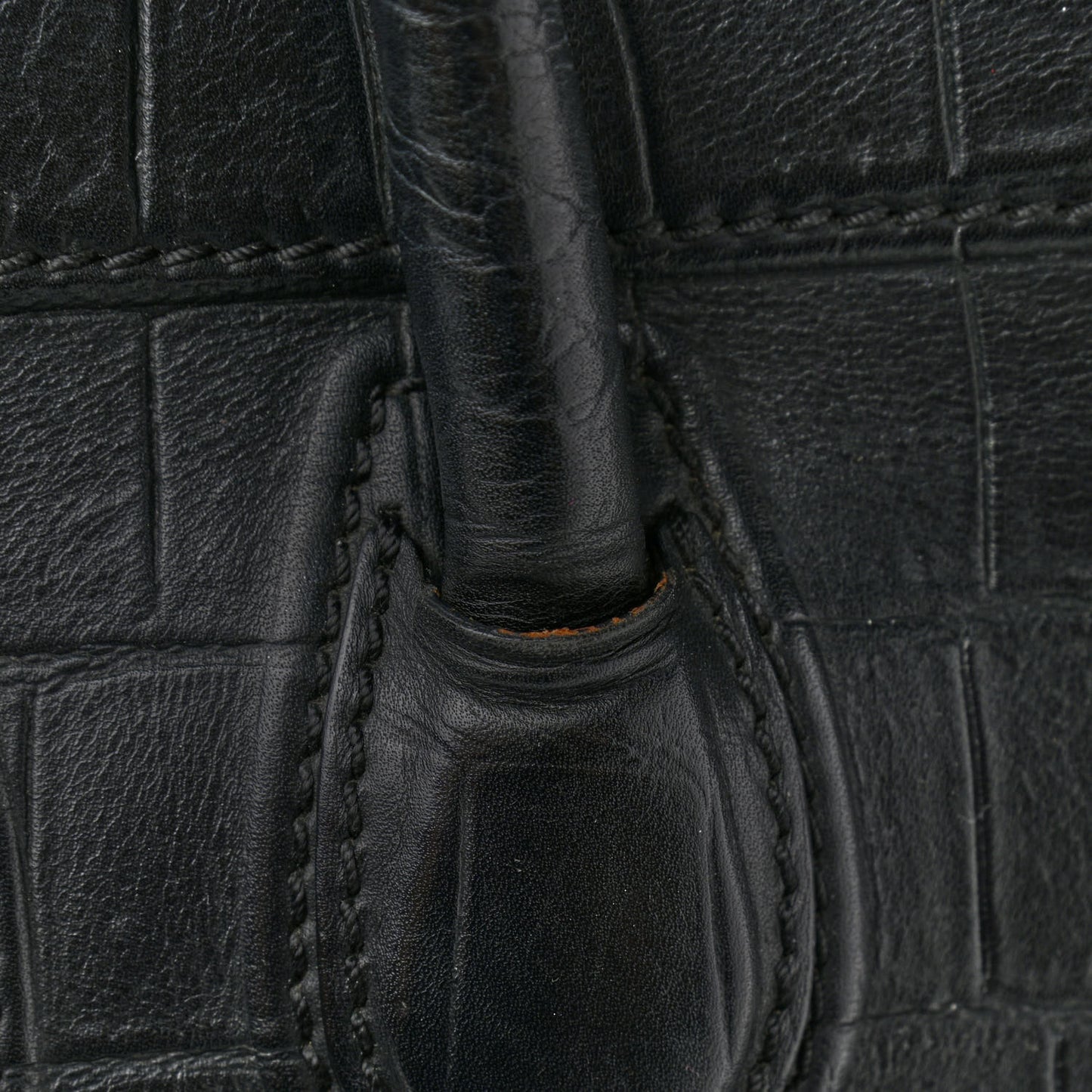 Calfskin Crocodile Embossed Medium Phantom Luggage Black