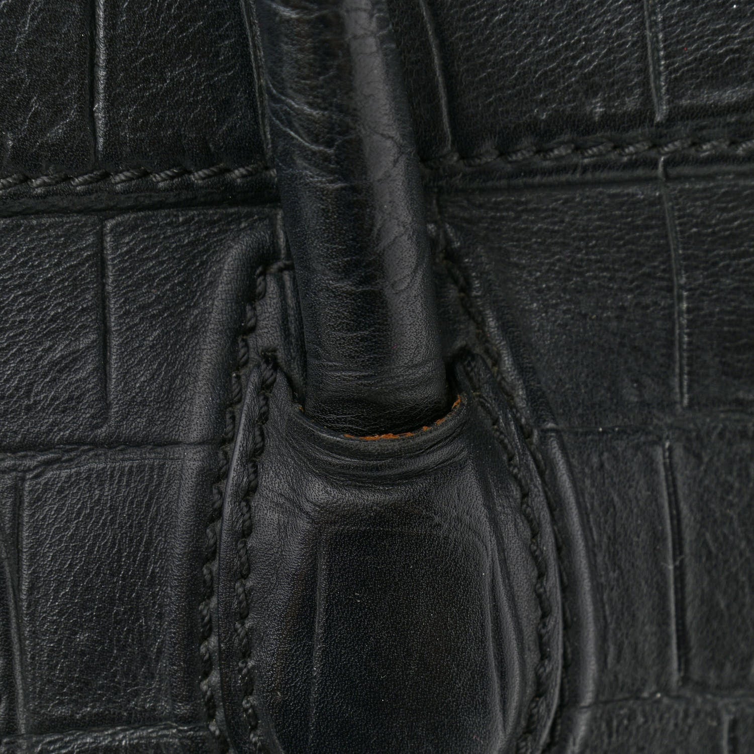 Celine Calfskin Crocodile Embossed Medium Phantom Luggage Black 12 of 15