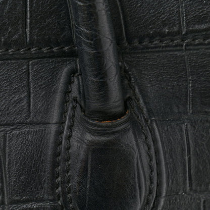 Celine Calfskin Crocodile Embossed Medium Phantom Luggage Black 12 of 15