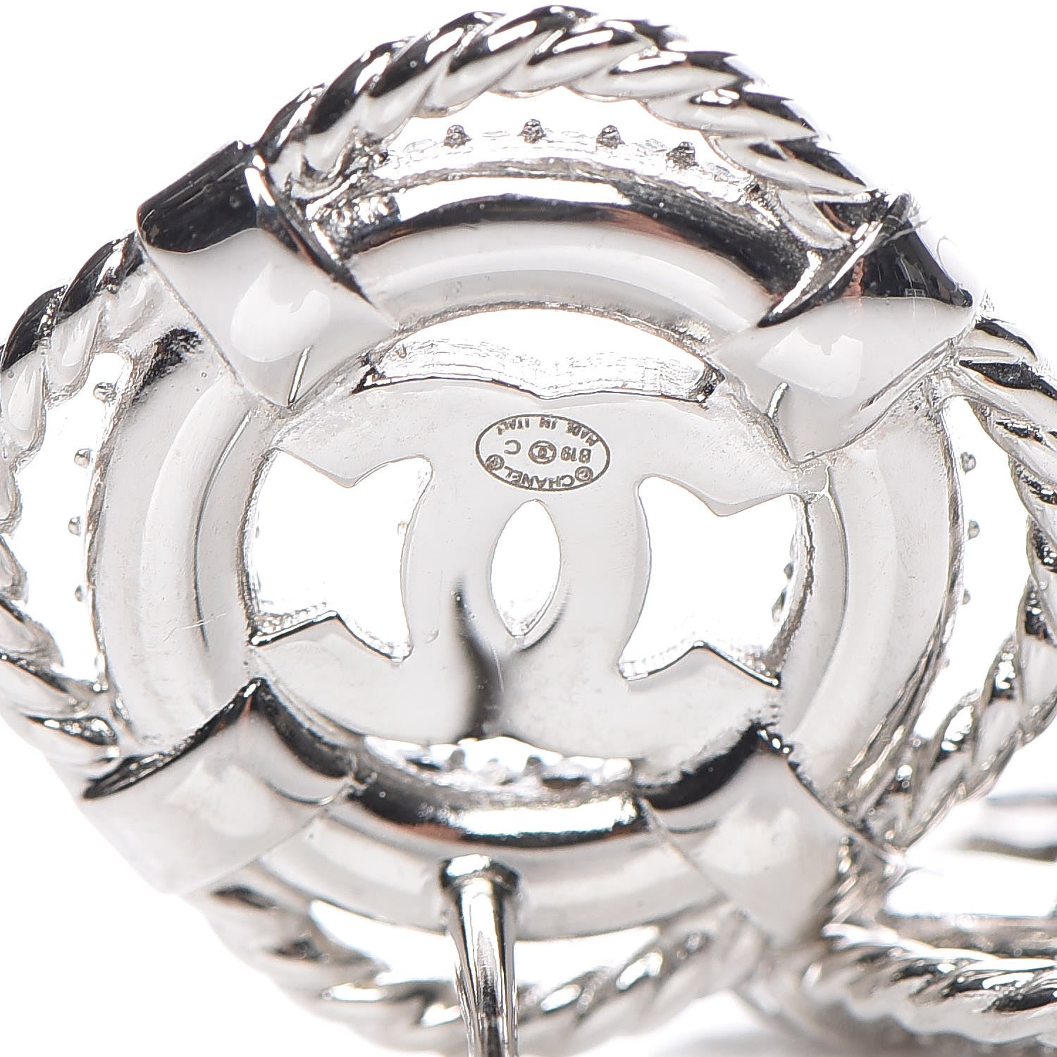 Chanel Crystal CC Earrings Silver 4 of 5