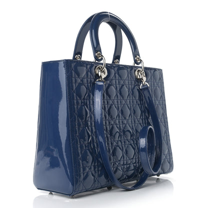 Christian Dior Patent Cannage Large Lady Dior Blue 2 of 8