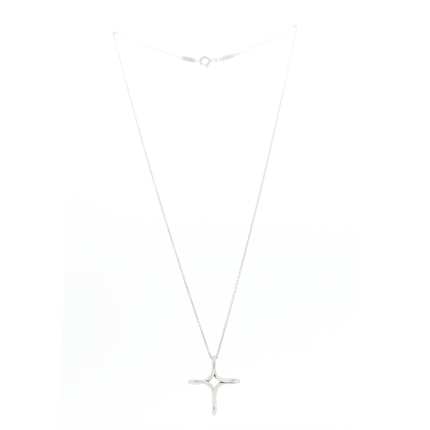Tiffany Sterling Silver Elsa Peretti Infinity Cross Pendant Necklace 3 of 7