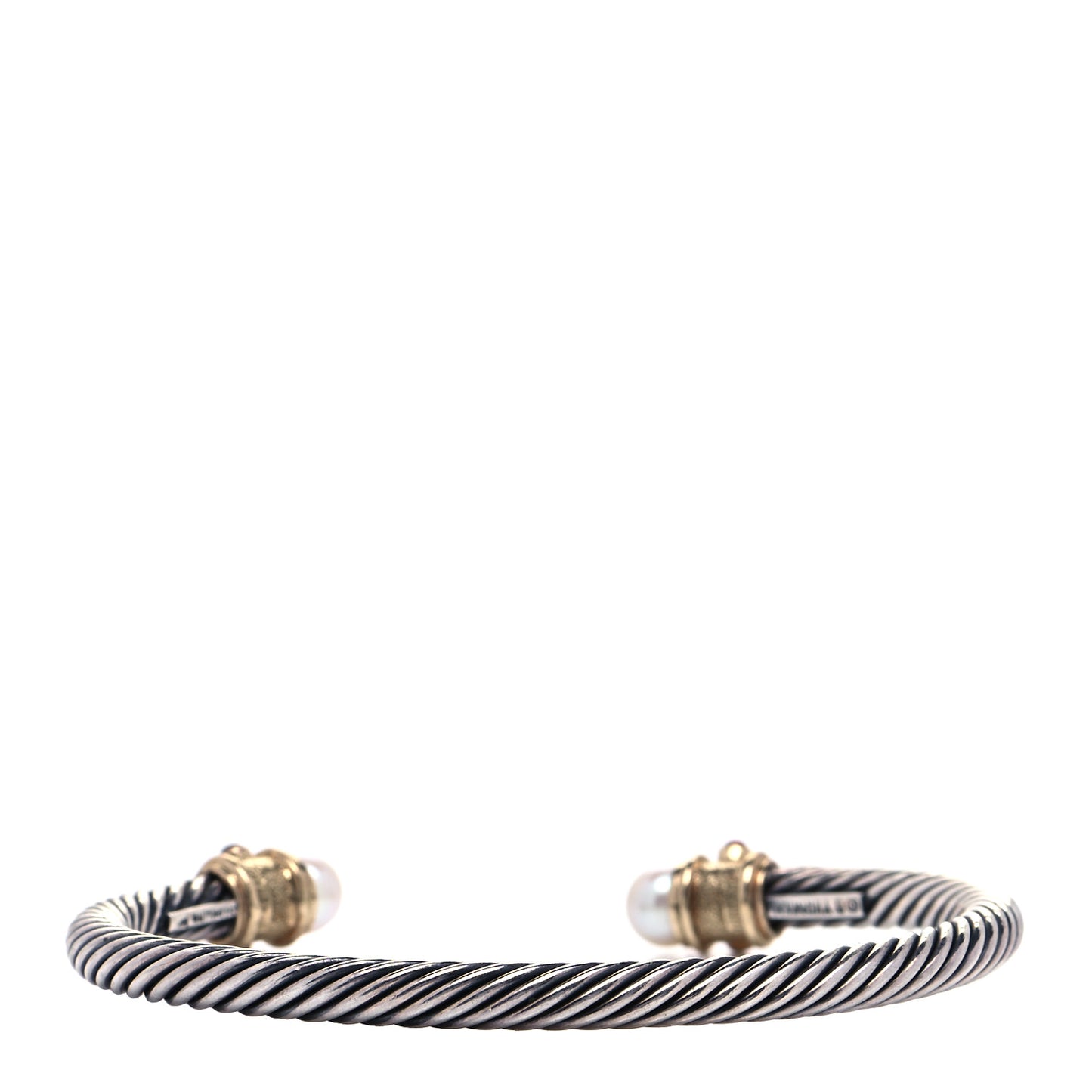 Sterling Silver 14K Yellow Gold Pearl Ruby 5mm Cable Renaissance Bracelet
