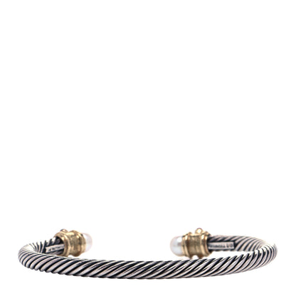 David Yurman Sterling Silver 14K Yellow Gold Pearl Ruby 5mm Cable Renaissance Bracelet 3 of 5