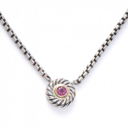 David Yurman Sterling Silver 14K Yellow Gold Pink Tourmaline Necklace 1 of 4