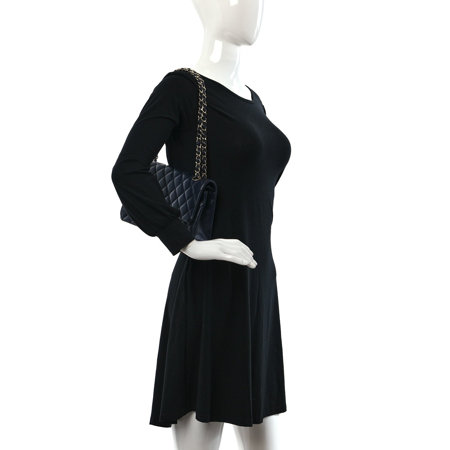 Chanel Lambskin Quilted Medium Double Flap Navy 2 of 12