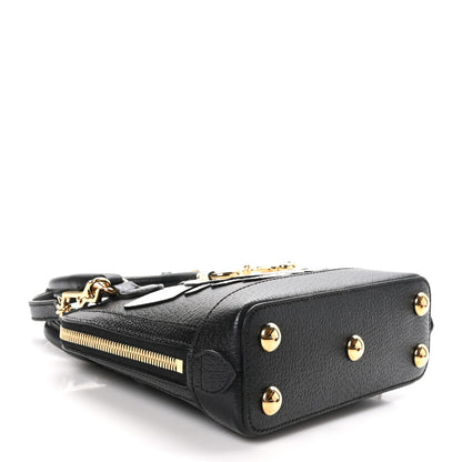 Gucci X ADIDAS Textured Dollar Calfskin Web Trefoil Mini Horsebit 1955 Top Handle Bag Black Off White 4 of 10
